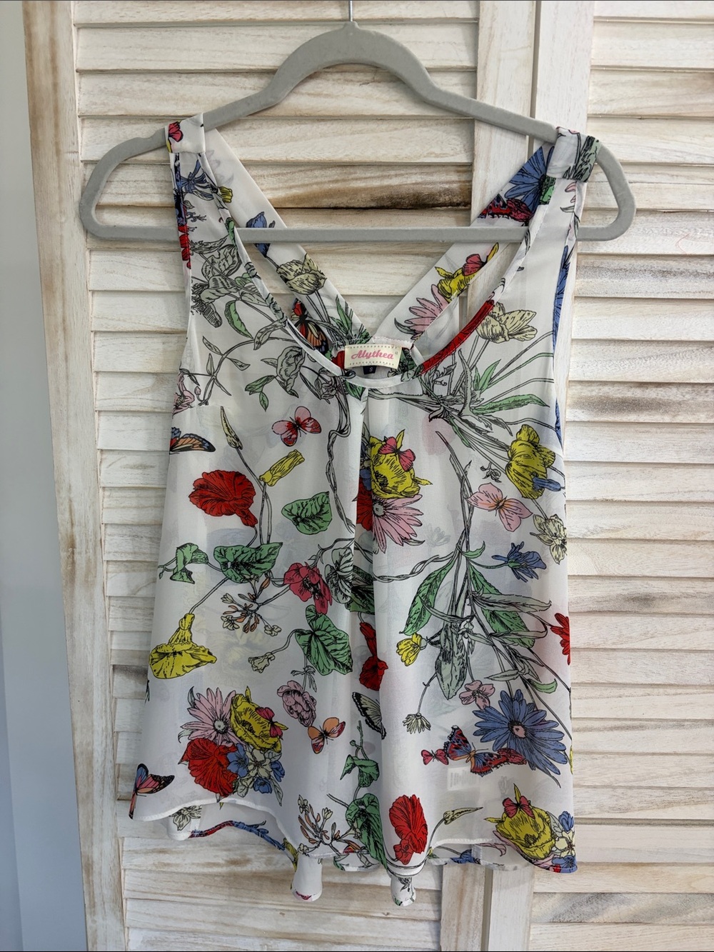 Alythea Floral Print White Sleeveless Top